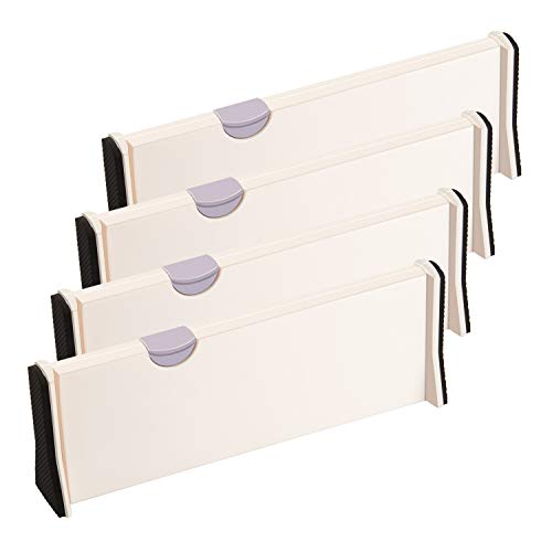 TREE.NB Drawer Dividers Organizer Closet Storage Drawer Organizers Adjustable Separators 4" High Expandable from 11-17" for Kitchen, Bedroom (4 Packs)