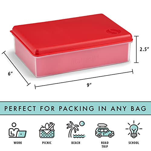 Fit + Fresh Multi-Flex Bento Box, Reusable, Customizable & Vertical Lunch Container with 2 Slim Ice Packs, Perfect for Insulated Lunch Bag, Lunch Box & More, Red