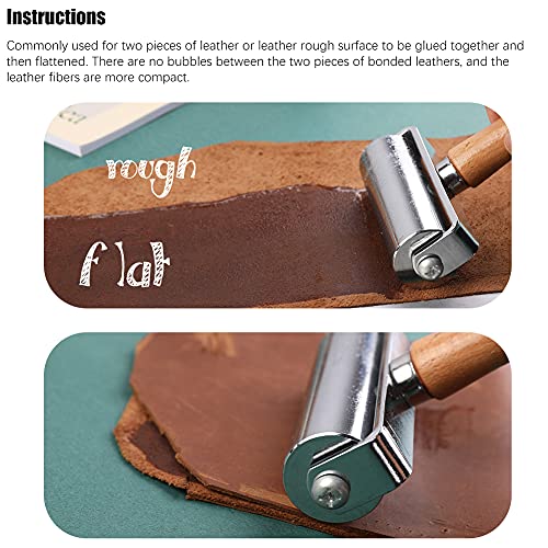 QMNNMA Seam Roller for Leather, Quilting, Platen Tools, Leather Press Edge Roller Leather Edge Creaser and Smoother, Leather Glue Laminating Roller Iron Roll for Handmade Hobby Beginners(Large)