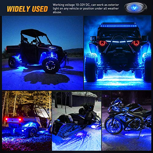 Nilight LED Rock Light 4PCS Blue Light Pods Waterproof Under Body Wheel Well Light Exterior Interior Lights for Car Truck Pickups ATV UTV SUV Motorcycle Boat, 2 Years Warranty