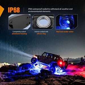 Nilight LED Rock Light 4PCS Blue Light Pods Waterproof Under Body Wheel Well Light Exterior Interior Lights for Car Truck Pickups ATV UTV SUV Motorcycle Boat, 2 Years Warranty