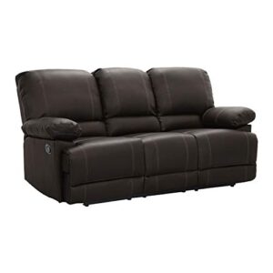 lexicon randolph faux leather double reclining sofa with dropdown table, 81" w, dark brown