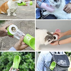 madeking Dog Water Bottle Portable Pet Water Bottle Leak Proof Dog Water Dispenser and Food, Lightweight Dog Travel Water Bottle Bowl for Walking and Trave (Pink)