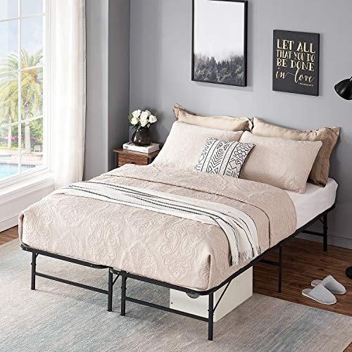 VECELO 14 Inch Metal Bed Frame, Tool Assembly/Quiet Noise Free/Box Spring Replacement Black (King), Foldable Platform