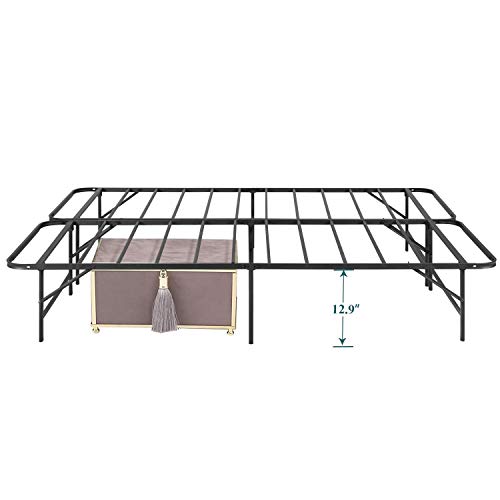 VECELO 14 Inch Metal Bed Frame, Tool Assembly/Quiet Noise Free/Box Spring Replacement Black (King), Foldable Platform