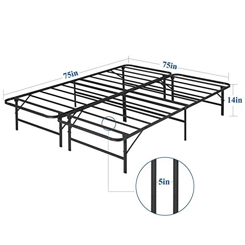 VECELO 14 Inch Metal Bed Frame, Tool Assembly/Quiet Noise Free/Box Spring Replacement Black (King), Foldable Platform