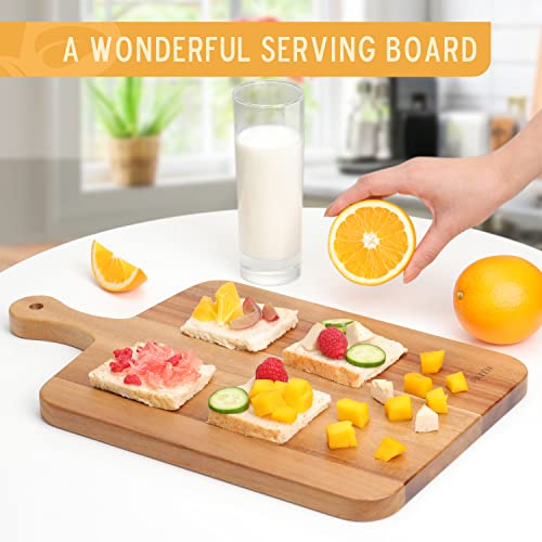 Paten Cutting Board Wood, Acacia Serving Board,Wooden Kitchen Chopping Board for Meat, Cheese, Bread, Vegetables &Fruits- Kitchen Butcher Block, 16.5x10 inch