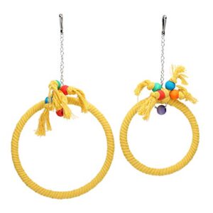bird biting toy durable and portable ring rope swing bird toy, parrot hanging ring, resistance to bite for pet parrot parrotlet budgie cockateil cockatoo(yellow)