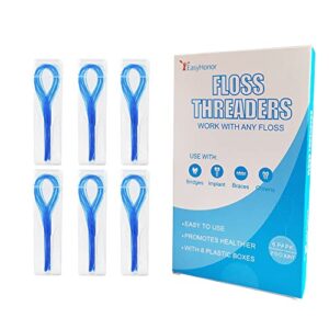 easyhonor dental floss threaders for braces, bridges, and implants,210 count (pack of 6)