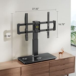 AM alphamount Swivel Universal TV Stand for 32-80 Inch LED/LCD/OLED TVs Tabletop TV Base Holds up to 99lbs Height Adjustable TV Mount with Tempered Glass Base Max VESA 600X400mm- APTVS08