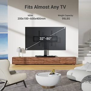 AM alphamount Swivel Universal TV Stand for 32-80 Inch LED/LCD/OLED TVs Tabletop TV Base Holds up to 99lbs Height Adjustable TV Mount with Tempered Glass Base Max VESA 600X400mm- APTVS08