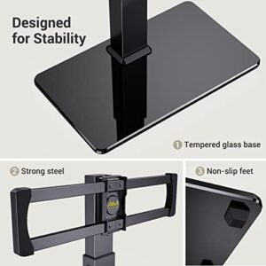 AM alphamount Swivel Universal TV Stand for 32-80 Inch LED/LCD/OLED TVs Tabletop TV Base Holds up to 99lbs Height Adjustable TV Mount with Tempered Glass Base Max VESA 600X400mm- APTVS08