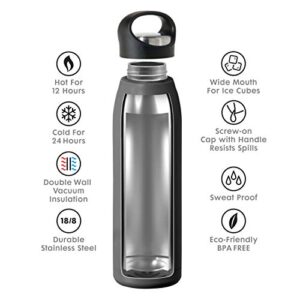 OGGI Freestyle Stainless Steel Insulated Water Bottle- Double Wall Vacuum Insulated, Travel Thermos, 23oz(680ml), Red