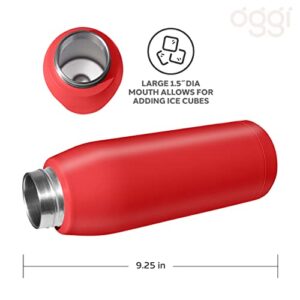 OGGI Freestyle Stainless Steel Insulated Water Bottle- Double Wall Vacuum Insulated, Travel Thermos, 23oz(680ml), Red