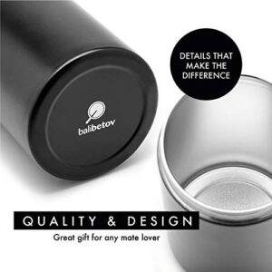 BALIBETOV Yerbero Yerba Container with Spout - Stainless Steel Container Pouring Lid Easy Filling Mate Cup - Works for Sugar Dispenser sugar container and Coffee Container For Ground Coffee (Black)