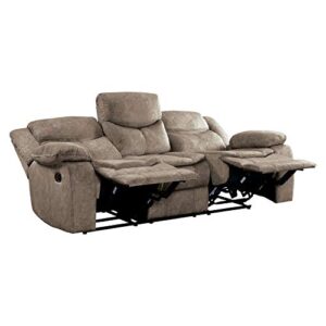 Lexicon Warrenton Faux Suede Manual Double Reclining Sofa, 87.5" W, Brown