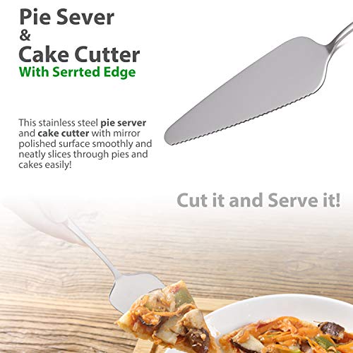 KISTVO 9-Inch Stainless Steel Pie Server Spatula, Cake Cutter Pie Pastry Server, Dessert Server for Cake Dessert Pizza Cheese Pie, Serrated Edge, Ergonomic Handle and Dishwasher-safe