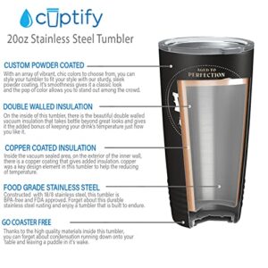 Cuptify 1991 Aged to Perfection Vintage 32nd Birthday Gift for Men and Women 32 Years Old on Black 20 oz Insulated Stainless Steel Tumbler with Lid