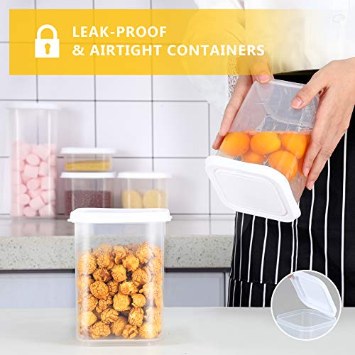 Airtight Food Storage Container Set with Lids, 9 pcs Plastic Food Container BAP Free Kitchen Pantry Organization and Storage Canisters for Organizing Flour Sugar Cereal with 12 Labels & Marker, White