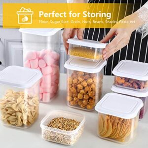 Airtight Food Storage Container Set with Lids, 9 pcs Plastic Food Container BAP Free Kitchen Pantry Organization and Storage Canisters for Organizing Flour Sugar Cereal with 12 Labels & Marker, White