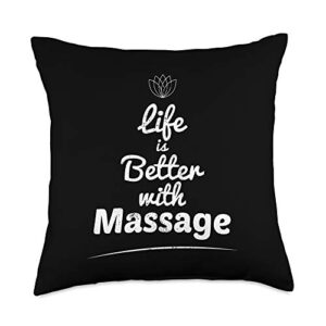 massage therapist funny life is better massage therapy throw pillow, 18x18, multicolor