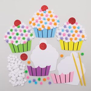baker ross ax736 cupcake pom pom kits - pack of 5, creative art and craft supplies for kids to make, decorate and display