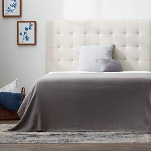 lucid upholstered rectangle square tufting headboard, king/california king, pearl
