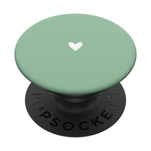 cute hand drawn white minimalist heart phone-12 mint-green popsockets popgrip: swappable grip for phones & tablets