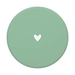 Cute Hand Drawn White Minimalist Heart Phone-12 Mint-Green PopSockets PopGrip: Swappable Grip for Phones & Tablets