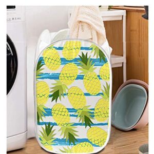 NDISTIN Strong Mesh Pop-Up Laundry Hamper for Kids Teen Beach Starfish Print with Convenient Side Pockets Foldable Laundry Basket for Bedroom, Kids Room, College Dormitory and Travel 85L