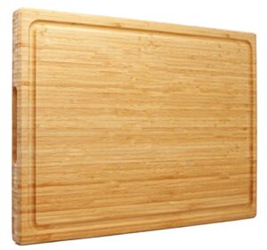 extra large xxxl bamboo cutting board 24 x16 inch,largest wooden butcher block for turkey, meat, vegetables, bbq, over the sink chopping board with handle and juice groove