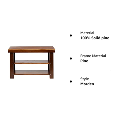 Amazon Basics Solid Pine Wood Entryway Shoe Rack Bench - Espresso