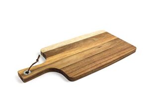homepro premium acacia wood cutting board with handle, wood serving board, cheese board, pizza peel paddle, charcuterie board, best chopping board for vegetables, meat, cheese (16.5 x 7.8 inches)