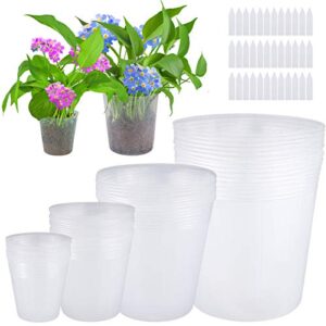 elcoho 36 pack 6/5/4/3 inch plant nursery pots transparent plastic gardening pot soft seed starting pot flower plant container with drainage hole for seedling succulent vegetable flowers