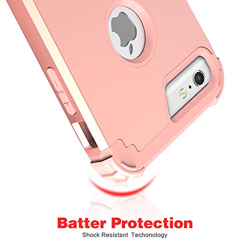 IDweel iPhone 6S Plus Case with Tempered Glass Screen Protector, iPhone 6 Plus Case, 3 in 1 Shockproof Slim Hybrid Heavy Duty Hard PC Cover Soft Silicone Rugged Bumper Full Body Case,(Rose Gold)