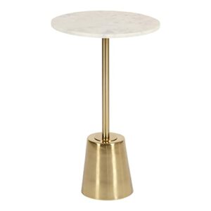 kate and laurel tira modern marble side table, 14 x 14 x 24, gold, small pedestal table for decorative display