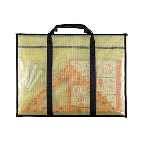 Art Mesh Vinyl Storage Bag with Handle and Zipper, Waterproof Art Supply Storage Transparent Bag for Large Posters, Poster Board, Painting, Teaching Material, Art Works,Posters Organization