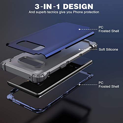IDweel Galaxy Note 8 Case, Note 8 Case Blue for Men, 3 in 1 Shockproof Slim Hybrid Heavy Duty Protection Hard PC Cover Soft Silicone Rugged Bumper Full Body Case for Galaxy Note 8, Blue
