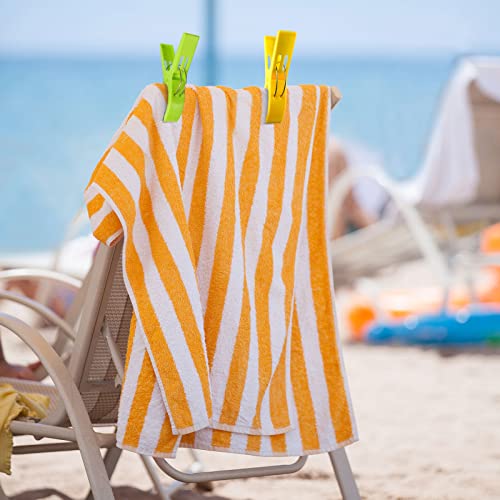 HiGift 24 Pack Beach Towel Clips for Beach Chair, Beach Towel Holder for Pool Chair on Cruise Clothes Lines Lounge Chair Jumbo Size - Keep Your Towel from Blowing Away - Assorted Bright Color