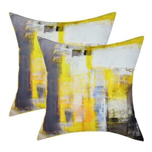 Yastouay 2 Pack Yellow Grey Decorative Pillow Covers 18 x 18 inch Modern Contemporary Accent Throw Pillow Covers Home Decor Cushion Cases for Sofa Bed Living Room Bedroom