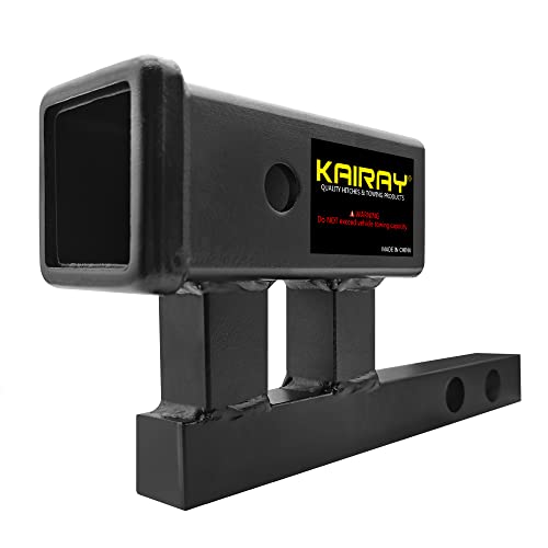 KAIRAY 1-1/4 inch to 2 inch Hitch Adapter Trailer Hitch Extension Riser with 4 inch Rise and 3-3/8 inch Drop for Class I and Class II Receivers