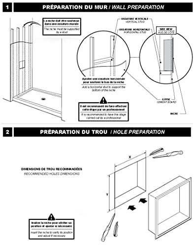 Sunrosa Black Shower Niche Stainless Steel, Ready for Tile, Waterproof 11.8" x 11.8" Bathroom Recessed Niche, Organizer Storage for Shampoo & Toiletry Storage