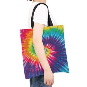 Moslion Rainbow Whirlpool Tote Bag Colorful Swirl Design Tie Dye Canvas Bag Large Shoulder Handbag Reusable Shopping Bags for Women Girls School 15x16 Inch