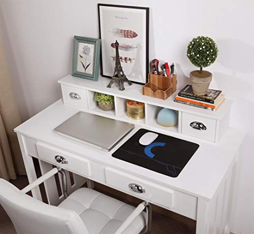 Yaheetech 41.7'' Computer Workstations Writing Desk with Drawer Storage, Homework Table with Removable Hutch, Desktop Table with Drawers, Mother's Day Presents, White