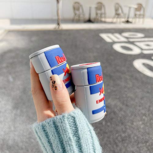 Ultra Thick Soft Silicone Case Cover for Apple AirPods 1 2 1st 2nd Generation with Keychain Energy Drink Can Shaped 3D Cartoon Cute Fun Funny Cool Unique Creative Women Teens Girls Men Guys