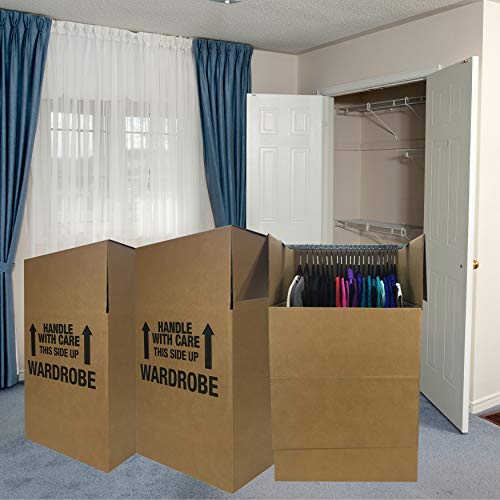 UBOXES Space Savers Wardrobe Moving Boxes With Hanger 20" x 20" x 34" (3 Pack)