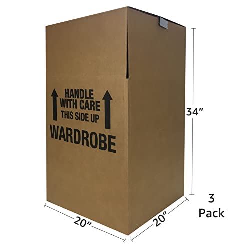 UBOXES Space Savers Wardrobe Moving Boxes With Hanger 20" x 20" x 34" (3 Pack)