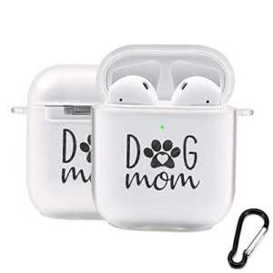 creforkial cute dog mom case with keychain for airpod clear soft tpu, protective cover [ led visible ] [ supports wireless charging ] for airpods 1st and 2nd generation