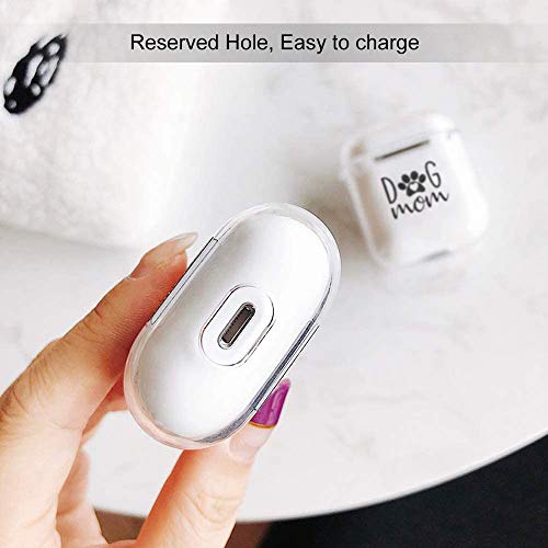 Creforkial Cute Dog Mom Case with Keychain for Airpod Clear Soft TPU, Protective Cover [ LED Visible ] [ Supports Wireless Charging ] for Airpods 1st and 2nd Generation