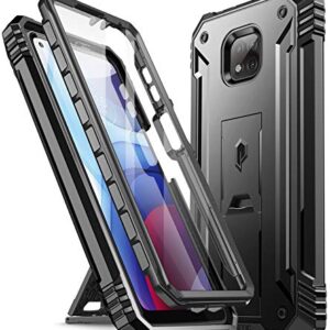 Poetic Revolution Series Case for Moto G Power (2021), Full-Body Rugged Dual-Layer Shockproof Protective Cover with Kickstand and Built-in-Screen Protector, Black